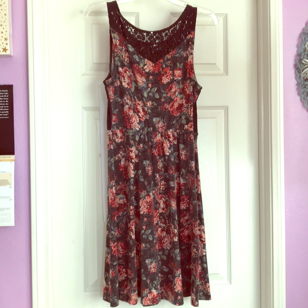 Dress from target, red roses with lace inserts.